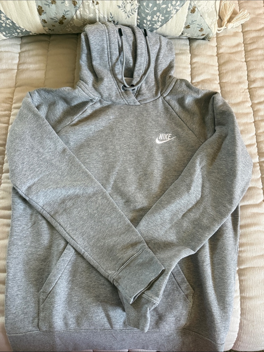 Nike Gray Hooded Sweatshirt - Medium Swoosh Logo
